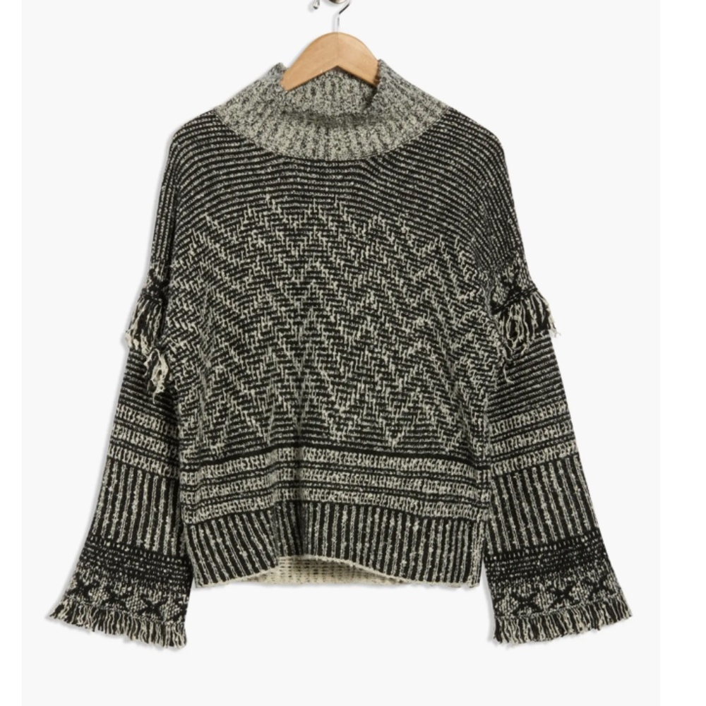 JASON WU Fringe Bouclé Sweater M Funnel Neck NWT